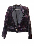Blazer em veludo estampado e gola e seda, ombro 35, Com. 50 cm.