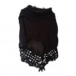 Pelerine de tricô, feminino, Tam. M. na cor preta by Sonia Menicucci, Com. 65 cm.