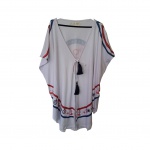 Saída de praia by Carmem Steffens em viscose motivo mar, Com. 81 cm,