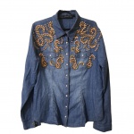 Camisa feminina Tam. GG Jeans Villon, ombro, 43 Com. 72 cm.