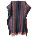 Poncho em lã  nas cores preta, vermelho e caramelo, Com. 100, Larg. 40 cm. (cada aba).