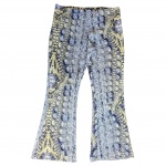 Calça comprida feminina Tam. G. by Decência em neoprene estampada, cintura 40, Com. 97 cm.