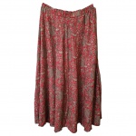 Saia em poliéster estampada Tam. G. cintura 39, Com. 98 cm.