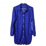 Saída de praia na  com manga comprida cor azul petróleo em poliéster vazado  by La Playa, Com. 40, Com,78 cm.