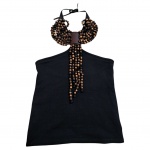 Camiseta, Tam. M. by Thamara Capelão com apliques de contas, Com. 45 cm.