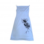 Vestido by Victor Dzenk em poliéster na cor branca com bordado em vidrilhos na cor preta