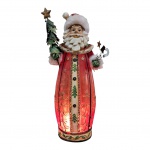 Luminária em resina e plástico policromado representando Papai Noel, 58 x 17 cm.