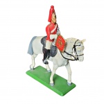 Soldado de chumbo inglês  à cavalo da guarda inglesa, 9 x 4, Alt. 10 cm.