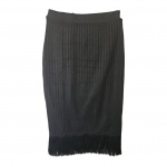 Saia, canelada com franja preta by Carmem Steffens, Tam. M. Com. 78, Cintura 68 cm.