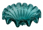 Cachepot em vidro murano gomado azul decorado por bolhas internas. Altura: 13cm Diâmetro: 26cm