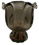 Grande vaso em vidro de murano gomado cinza adornado por bolhas internas. Altura: 22cm Diâmetro: 22cm