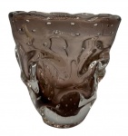 Vaso em vidro de murano "rosa antigo" gomado decorado por bolhas internas. Altura: 12,5cm Diâmetro: 13cm