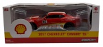Carro Chevrolet Camaro SS, ano 2017 em metal e material sintético. Pintura automotiva especial da Shell. Abertura nas portas. Edição limitada. Escala 1:24  Altura: 6cm Comprimento: 17cm Largura: 8cm