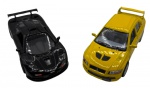 Colecionismo - Lote composto por dois carros, sendo um McLaren F1 GTR, ano 1995 e Mitsubishi Lancer Evolution VII em metal com partes em material sintético. Fricção nas rodas. Pintura automotiva. As portas abrem. Escala 1:34 e 1:36 (respectivamente)