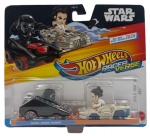 Colecionável - Carrinho Hot Wheels Star Wars Racer Verse, Kylo Ren e Rey em metal com partes em material sintético.