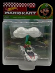 Colecionável - Carrinho Hot Wheels Planador Mariokart, Luigi em metal com partes em material sintético.