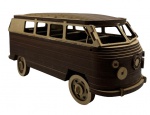 Carro modelo Kombi em madeira. As rodas giram. Altura: 13,5cm Comprimento: 28,5cm Largura: 11cm