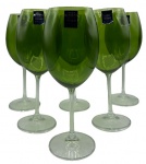 Seis taças em fino cristal verde tcheco Bohemia modelo balloon. Altura: 24cm Diâmetro: 8cm
