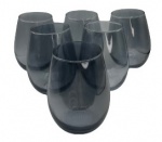 Seis copos em demi cristal abaulados na cor cinza espelhado. Altura: 13cm