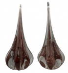Par de enormes pinhas em vidro de murano gomado, decorado por bolhas internas. Altura :41,5cm Diâmetro: 16cm