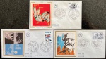 França - Seleção de 3 envelopes FDC's com selos e carimbos comemorativos. Esta rara emissão de envelopes foi confeccionada com a ilustração do envelope em seda e em excelente qualidade e conservação! Oportunidade!