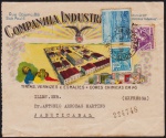 Brasil 1939 - Envelope timbrado, publicitário com selo comemorativos da Cidade de Santos e 2 selos Vovó circulado para Jaboticabal. Frente e verso com publicidade e carimbo de recepção! Peça de espetacular beleza!