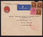Inglaterra 1936 - Envelope voado para o Rio de janeiro com selos e carimbo do voo!