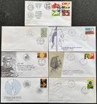 Brasil - Seleção de 7 envelopes FDCs, oficiais dos correios, com selos e carimbos comemorativos ou de primeiro dia de circulação! Bons valores incluídos! Oportunidade!