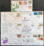Brasil - Seleção de 7 envelopes FDCs, oficiais dos correios, com selos e carimbos comemorativos ou de primeiro dia de circulação! Bons valores incluídos! Oportunidade!