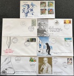 Brasil - Seleção de 7 envelopes FDCs, oficiais dos correios, com selos e carimbos comemorativos ou de primeiro dia de circulação! Bons valores incluídos! Oportunidade!