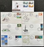 Brasil - Seleção de 7 envelopes FDCs, oficiais dos correios, com selos e carimbos comemorativos ou de primeiro dia de circulação! Bons valores incluídos! Oportunidade!