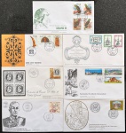 Brasil - Seleção de 7 envelopes FDCs, oficiais dos correios, com selos e carimbos comemorativos ou de primeiro dia de circulação! Bons valores incluídos! Oportunidade!