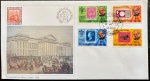Nevis e Anguilla - SELO SOBRE SELO. Envelope FDC com série completa de selos e carimbos comemorativos em perfeito estado de conservação! Estes envelopes são bastante raros de tiragem muito limitada e fazem parte de uma coleção denominada Fleetwood Golden Jubilee. Oportunidade!