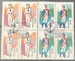 Brasil 1976 - Uniformes militares, série completa em quadras com carimbos comemorativos!