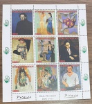 Turcomenistão - Pablo Picasso, bloco filatélico alusivo aos temas arte e pintura!
