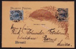 Brasil 1899 - Bilhete Postal no valor de 50 réis circulado para Suíça com selo adicional de 50 réis da Madrugada Republicana!