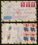 Brasil 1959 - Envelope circulado para Hungria com selos bisneta na frente do envelope e comemorativos no verso. Diversos carimbos aplicados!
