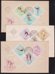 Hungria 1965 - Esportes, série de 3 envelopes FDC's com selos e carimbos comemorativos!