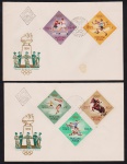 Hungria 1964 - Esportes, série de 2 envelopes FDC's com selos e carimbos comemorativos!