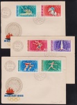 Hungria 1968 - Esportes, série de 3 envelopes FDC's com selos e carimbos comemorativos!