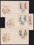 Tchecoslováquia 1965 - Esportes, série de 3 envelopes FDC's com selos e carimbos comemorativos!