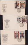 Tchecoslováquia 1968 - Esportes, série de 3 envelopes FDC's com selos e carimbos comemorativos!