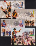 Austrália 1996 - Esportes, série de 16 máximos postais com selos e carimbos comemorativos! Oportunidade!