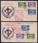 Filipinas 1949 - UPU. série de 2 envelopes FDC's com selos, bloco e carimbos comemorativos!