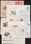 URSS - Fauna, seleção de 5 envelopes inteiros postais, circulados e alusivos ao tema!