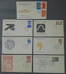 Brasil - Seleção de 7 envelopes tipo FDC, diferentes, com selos e carimbos de primeiro dia de circulação ou comemorativos! estes envelopes são mais raros e de tiragem bem menor que os oficiais de formato maior! Oportunidade!
