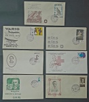 Brasil - Seleção de 7 envelopes tipo FDC, diferentes, com selos e carimbos de primeiro dia de circulação ou comemorativos! estes envelopes são mais raros e de tiragem bem menor que os oficiais de formato maior! Oportunidade!