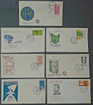 Brasil - Seleção de 7 envelopes tipo FDC, diferentes, com selos e carimbos de primeiro dia de circulação ou comemorativos! estes envelopes são mais raros e de tiragem bem menor que os oficiais de formato maior! Oportunidade!