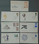 Brasil - Seleção de 7 envelopes tipo FDC, diferentes, com selos e carimbos de primeiro dia de circulação ou comemorativos! estes envelopes são mais raros e de tiragem bem menor que os oficiais de formato maior! Oportunidade!