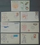 Brasil - Seleção de 7 envelopes tipo FDC, diferentes, com selos e carimbos de primeiro dia de circulação ou comemorativos! estes envelopes são mais raros e de tiragem bem menor que os oficiais de formato maior! Oportunidade!
